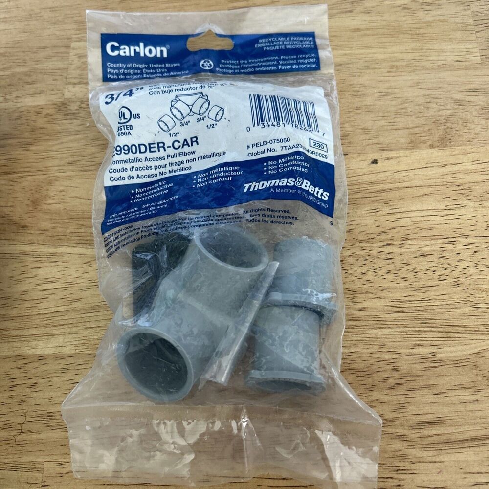 NEW Carlon 1/2 In. to 3/4 In. 90 Deg PVC Pull Elbow E990DER-CAR